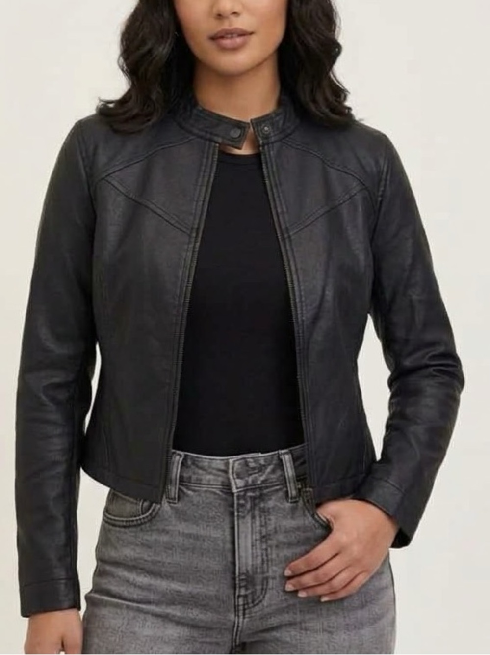Guess Los Angeles Sz S Black Leather Moto Jacket